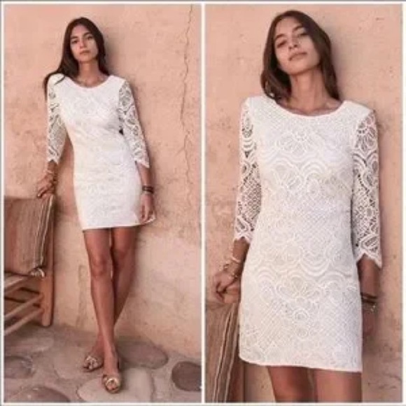 Sezane Dresses & Skirts - SEZANE Ivory Crochet Lace Shift Dress Bohemian French Casual